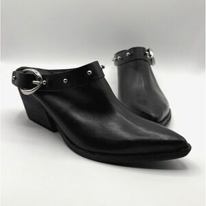 GOLO Woody Bootie Womens Size 6.5 Black Leather Slip On Studded Cowboy Mule NWOB
